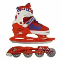 AS-409 Коньки BlackAqua 2в1 (коньки+ролики) , красно-синий (39-42р)