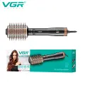 Фен-щетка с вращающейся насадкой для волос профессиональная VGR (черная)