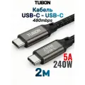Кабель TUBON Type-C USBC - USBC 2.0 240W 5A48V 480Mbps US02 2м