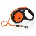 Flexi рулетка Neon New S (до 15 кг) лента 5 м, светоотражающая, оранжевый неон