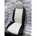 Комплект чехлов Лайт для Hyundai Solaris I Sd / KIA Rio III Sd (40/60) с 10-17г. Экокожа, ромб черный + белый