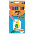 Карандаши цветные BIC Tropicolors, 12 цветов, пластиковые, заточенные, европодвес, 8325666, 4 упаковки