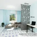 Перегородка модульная подвесная для зонирования комнаты . Материал ХДФ . Подходит для подвесных потолков. Размер 2500* 1000 мм- 6 панелей +комплект для настенного крепления.