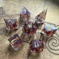 Дайсы ручной работы (игральные кости, кубики) для Dungeons and Dragons, Pathfinder RPG (набор 7шт) Fury of Darkness
