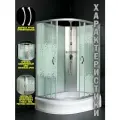 Душевая кабина Мономах Б/К 100/80/24 МЗ R, асимметричная правая, без крыши, 100 80 206 см, средний поддон 24 см, стекло с рисунком, хром профиль