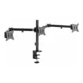Крепление для трех мониторов горизонтально на стол со струбциной диагональ от 17 до 28 дюймов UNITEKI FMT73B черный, кронштейн настольный, наклонно поворотный, телескопический