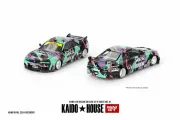 (Поставляется с защитной оболочкой)Машинка KAIDO HOUSE Mini Gt 1/64 KHMG129 Nissan Skyline GT-R(R33) HKS V1 Die-cast Alloy Car Model Collection Gift