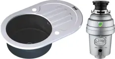Комплект Мойка Zorg Glass GL-7851-OV-WHITE-GRAFIT графит / Измельчитель Inox D ZR-38 D