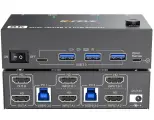 AIMOS KVM-переключатель 8K 2 ПК 2 монитора HDMI DisplayPort USB 3.0
