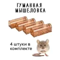 Мышеловка гуманная, живоловка для дома и дачи (ловушка для мышей и кротов), пластиковая, комплект из 4 штук, коричневая