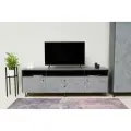 Тумба под телевизор напольная Нонтон Оливия, графит / мрамор глянец, 160x44.2x46 см
