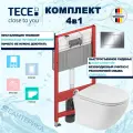 Инсталляция Tece TECEnow 9400412 с подвесным унитазом Santerika SAN. UNT.04, смыв Торнадо, сиденье микролифт