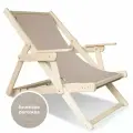 Шезлонг для дачи складной деревянный с подлокотниками, ткань бежевая