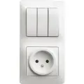 Блок: розетка и 3-кл. выключатель Glossa Systeme Electric, белый