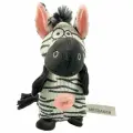 Mr.Kranch игрушка для собак Зебра плюшевая с канатиками, пищалкой и карманом под лакомство, 21 см, белая