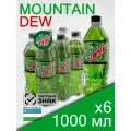 Mountain Dew, 1 л, 6 шт, пластиковая бутылка (газированный напиток Маунтин Дью, классический, Узбекистан)