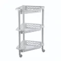 Угловая этажерка «Тереза» с колесиками, 3 полки, 40х27х61 см, пластик/металл, светло-серый