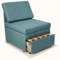 Кресло-кровать Миник 3в1: кресло, кровать, кушетка. 65х89х74 см, с ящиком, выкатной механизм трансформации, велюр Rich Biruza