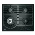 Midea Mg649tgb поверхность газовая независимая, 60 см, газ на стекле, 4 конфорки, решетки чугунные, .