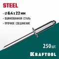 KRAFTOOL Стальные заклепки Steel, 6.4 х 22 мм, 250 шт, KRAFTOOL