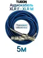 Кабель TUBON Микрофонный межблочный XLR (M) Male - XLR (F) Female OD6.0 Нейлоновая оплетка X003 5м