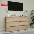 Комод Letta City New, 6 ящиков, ЛДСП, матовый, дуб сонома, 140х39,4х83 см