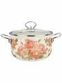 Кастрюля 3,6л 'Корейская роза', эмалированная, стеклянная крышка, 22 см