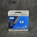 Цепь велосипедная KMC X9 Silver-Gray, 9 скоростей, 114 / 116 звеньев, с замком MissingLink 9R/CL556R в комплекте