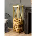 Дровница подставка для дров для бани камина печи с полкой лофт Тонто золотой/белый