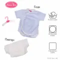 91046-11 Одежда для кукол и пупсов 40 - 45 см, боди голубое в горошек, подгузник / памперс