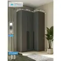 Угловой шкаф для одежды распашной с ящиками, Принцесса Мелания, Графит, 2200х900х1300мм