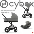 Cybex Priam IV Коляска 3 в 1, Matt Black/ Mirage Grey/автолюлька с разложением Cloud T Mirage Grey COMFORT