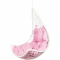 Подвесное кресло кокон Bigarden из ротанга Wind WhiteBS Розовая подушка