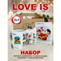 Подарок жене, мужу Love Is, Подарочный набор любимой с кружкой Люовь - это, шоколадки, открытка