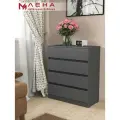 Комод Мебельная Фабрика лена №12, деревянный, 4 ящика, роликовые направляющие, цвет антрацит