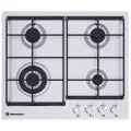 Варочная панель газовая 4 конфорки Hebermann HBGS 604.1 X, Встраиваемая, нержавеющая сталь, чугунные решетки, термостойкие ручки, электроподжиг, газ-контроль.
