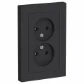 10 шт. Systeme Electric AtlasDesign Карбон, Розетка без заземления двойная, 16А, в сборе, ATN001020