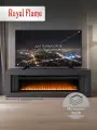 Камин электрический напольный Royal Flame модель Line с очагом Vision 60 LED, портал из МДФ, в цвете серый графит, очаг с кристаллами, обогревом и эффектом потрескивания дров