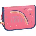 Пенал с наполнением ( пишущие принадлежности)Magic Rainbow , 19.5 х 13.5 х 3.5 см, Волшебная радуга, розовый АКЦИЯ! В подарок Подставка для книг и учебников !