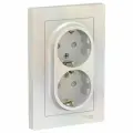 15 шт. Systeme Electric AtlasDesign Жемчуг, Розетка c заземлением двойная, со шторками, 16А, в сборе, ATN000426
