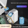 Туалетный ершик со сменными насадками, белый, 18 насадок в комплекте.