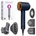 Набор фен SUPER HAIR DRYER синий с золотом (6 в 1) 1.8м