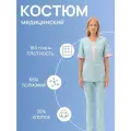 Костюм медицинский женский Сандра бирюзовый с светло-розовыми вставками, размер 48, рост 158-164
