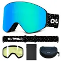 Горнолыжная магнитная маска OUTWIND Mist blue c 2-мя линзами и жестким защитный кейсом