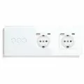 Сенсорный выключатель с розеткой 3кл. 2 розетки, 3 поста (3G+2AC) стекло 228х86мм цвет белый