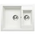 Мойка для кухни кварцевая TOLERO CLASSIC R-109, Белая, Врезная, Каменная, Квадратная, С крылом, 2 чаши (Белый №923)