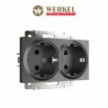 Розетка двойная с заземлением Werkel Hammer W1272006 серебряный IP20