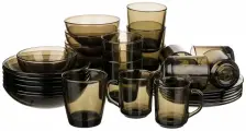 Столовый набор Glass Ink BASILICO, 30 предметов, стекло, коричневый