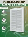 Решетка вентиляционная 200х300 мм (20х30 см) пластиковая, разъемная, с сеткой, белая