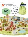 Деревянный игровой набор с кубиками и ковриком, Город кубиков в Junion, 127 деталей